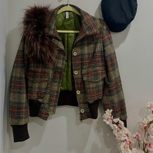 TRUSSARDI Women’s Bomber Jacket/ Detachable Collar